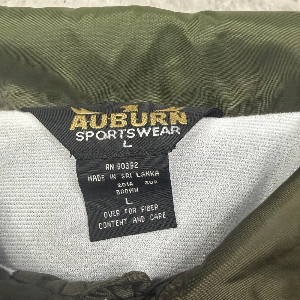 Vintage Auburn Sportswear Outdoor World Coach Jacket Olive Brown Mens Large